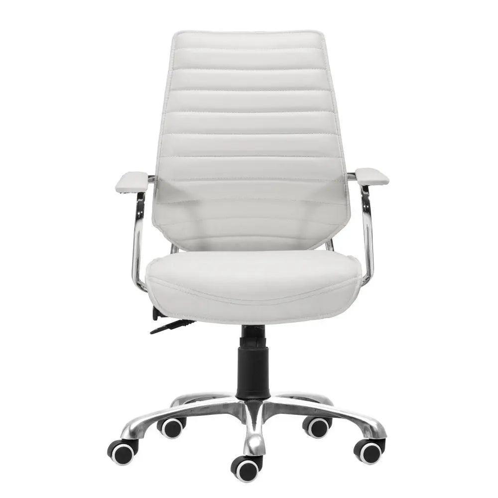 White and Silver Adjustable Height Swivel Rolling Office Chair - NOBLE HOME INTERIORS