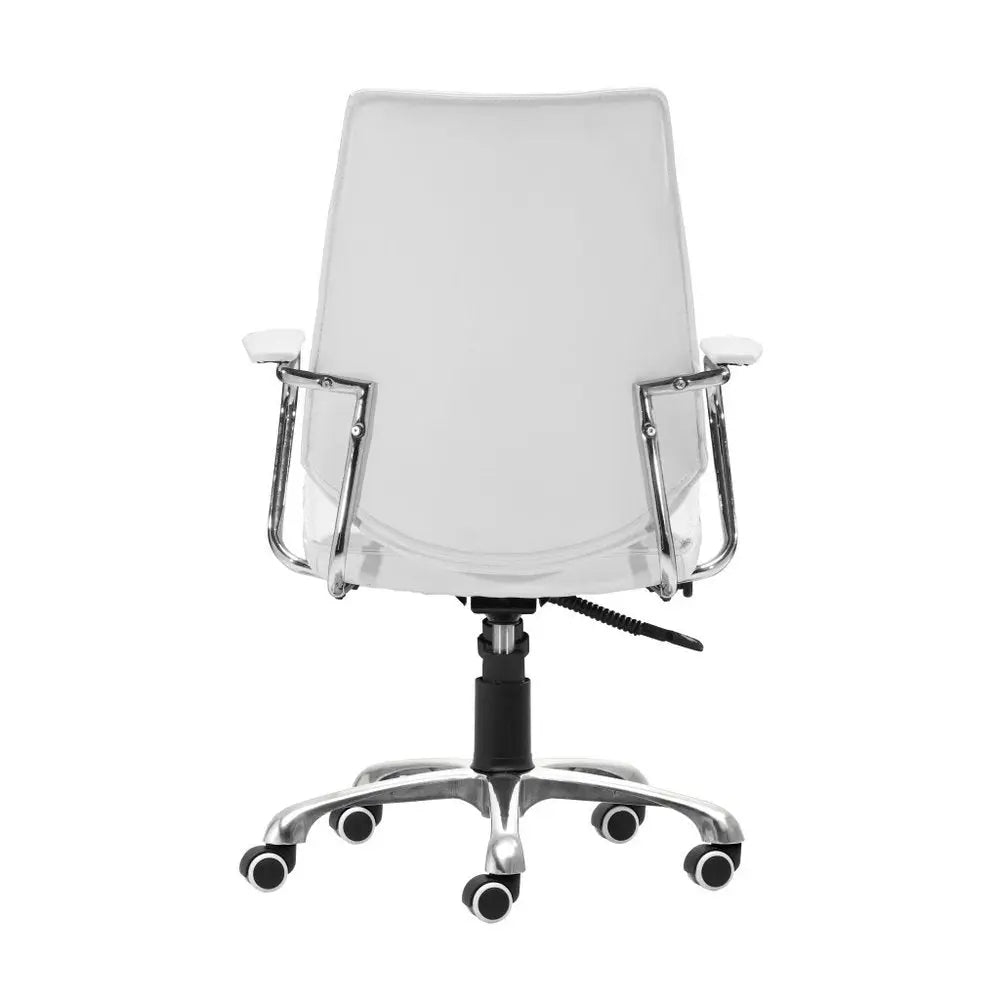 White and Silver Adjustable Height Swivel Rolling Office Chair - NOBLE HOME INTERIORS