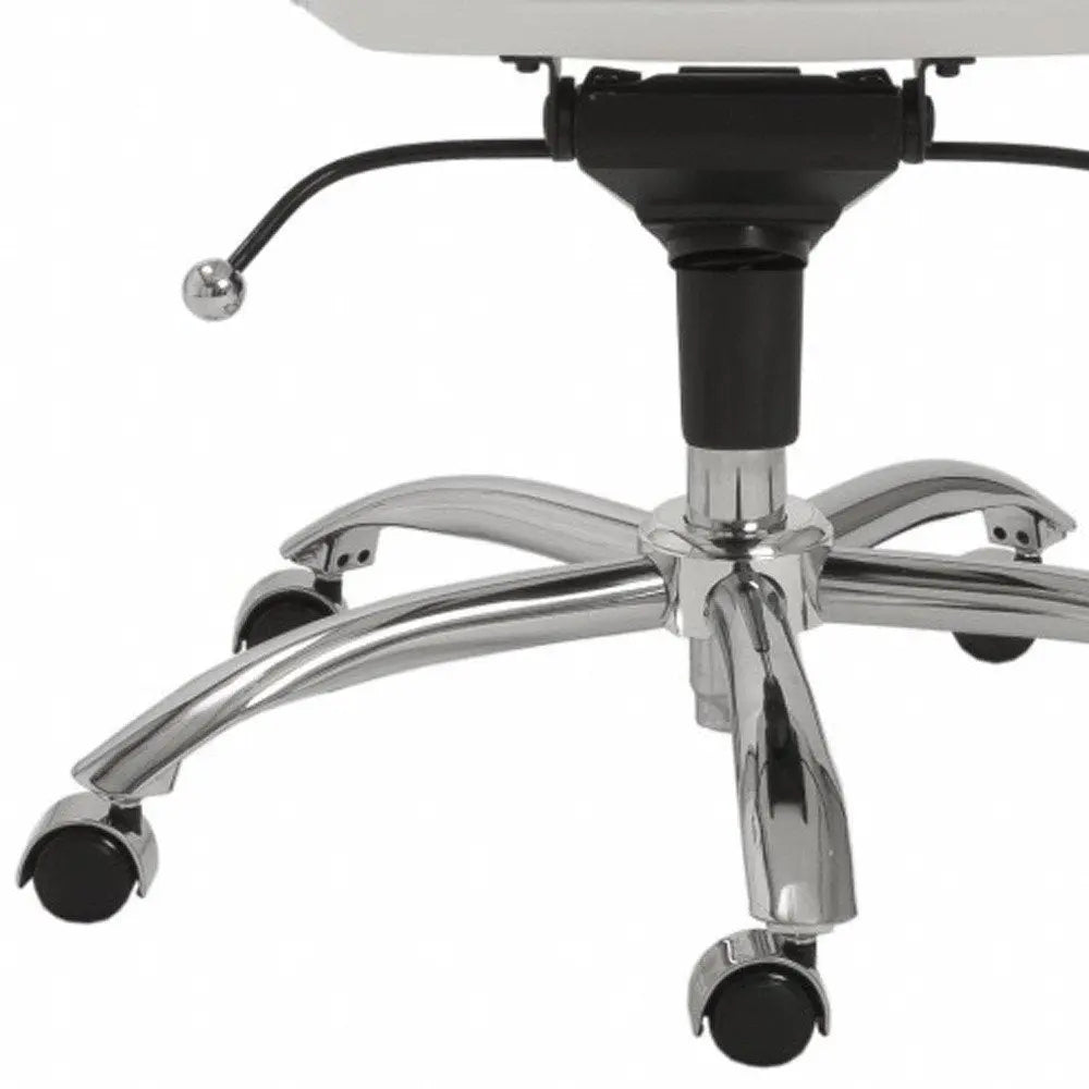 White and Silver Adjustable Swivel Faux Leather Rolling Conference Office Chair - NOBLE HOME INTERIORS