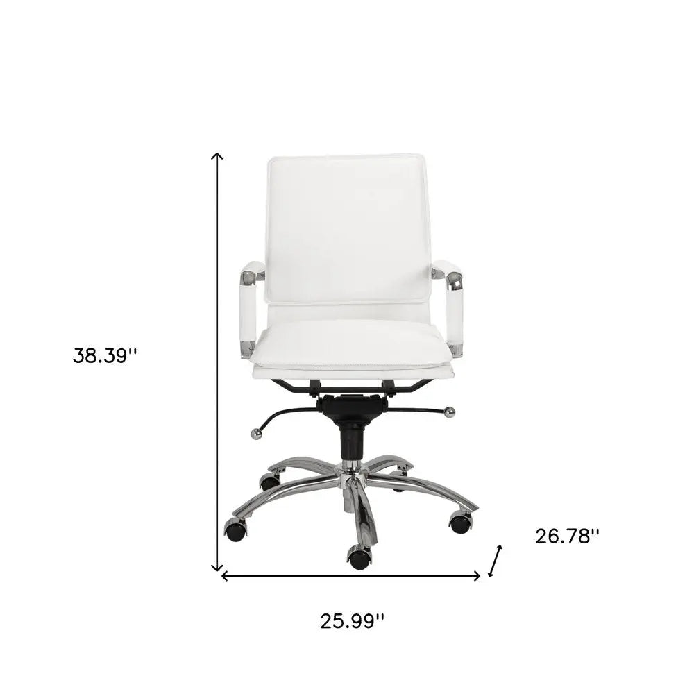 White and Silver Adjustable Swivel Faux Leather Rolling Conference Office Chair - NOBLE HOME INTERIORS