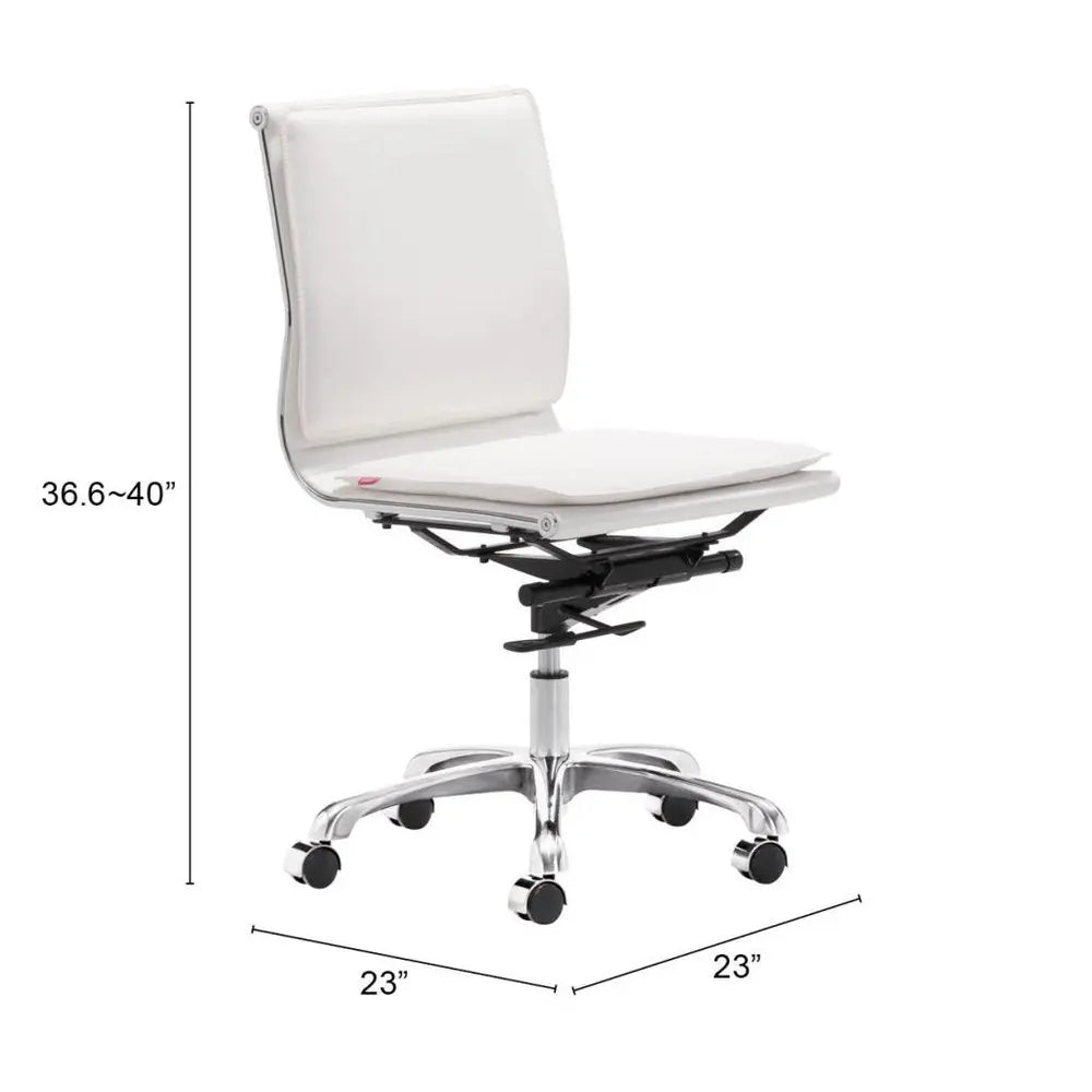 White and Silver Adjustable Swivel Faux Leather Rolling Executive Office Chair - NOBLE HOME INTERIORS