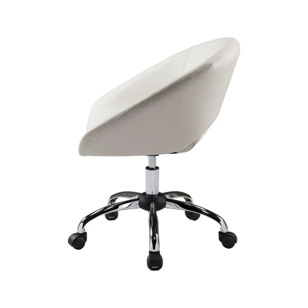 White and Silver Faux Leather Adjustable Height Swivel Rolling Office Chair - NOBLE HOME INTERIORS