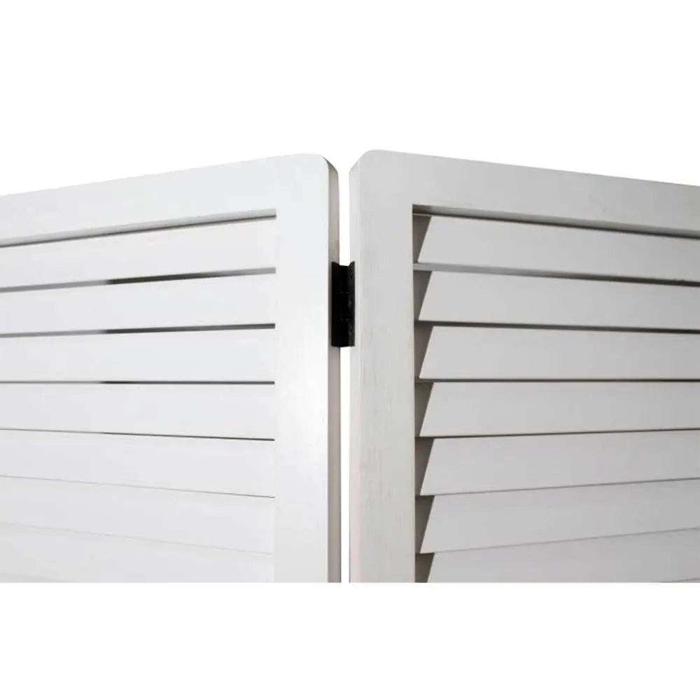 White Louvered Three Panel Room Divider Screen - NOBLE HOME INTERIORS