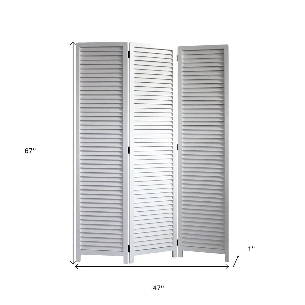 White Louvered Three Panel Room Divider Screen - NOBLE HOME INTERIORS