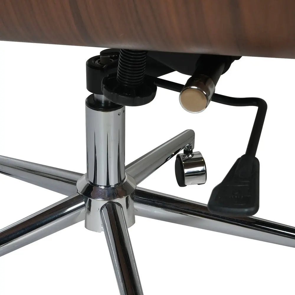 White Silver and Walnut Adjustable Height Swivel Rolling Conference Office Chair HomeRoots