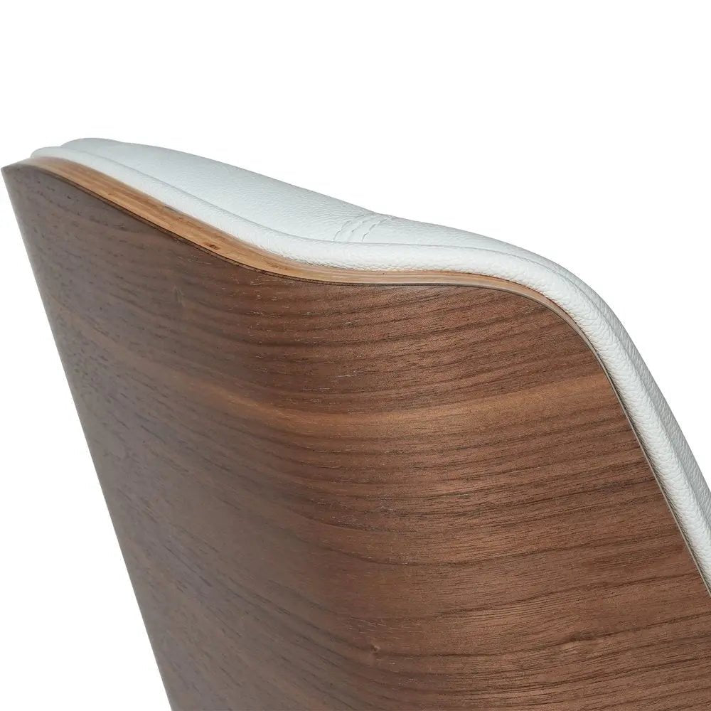 White Silver and Walnut Adjustable Height Swivel Rolling Conference Office Chair HomeRoots