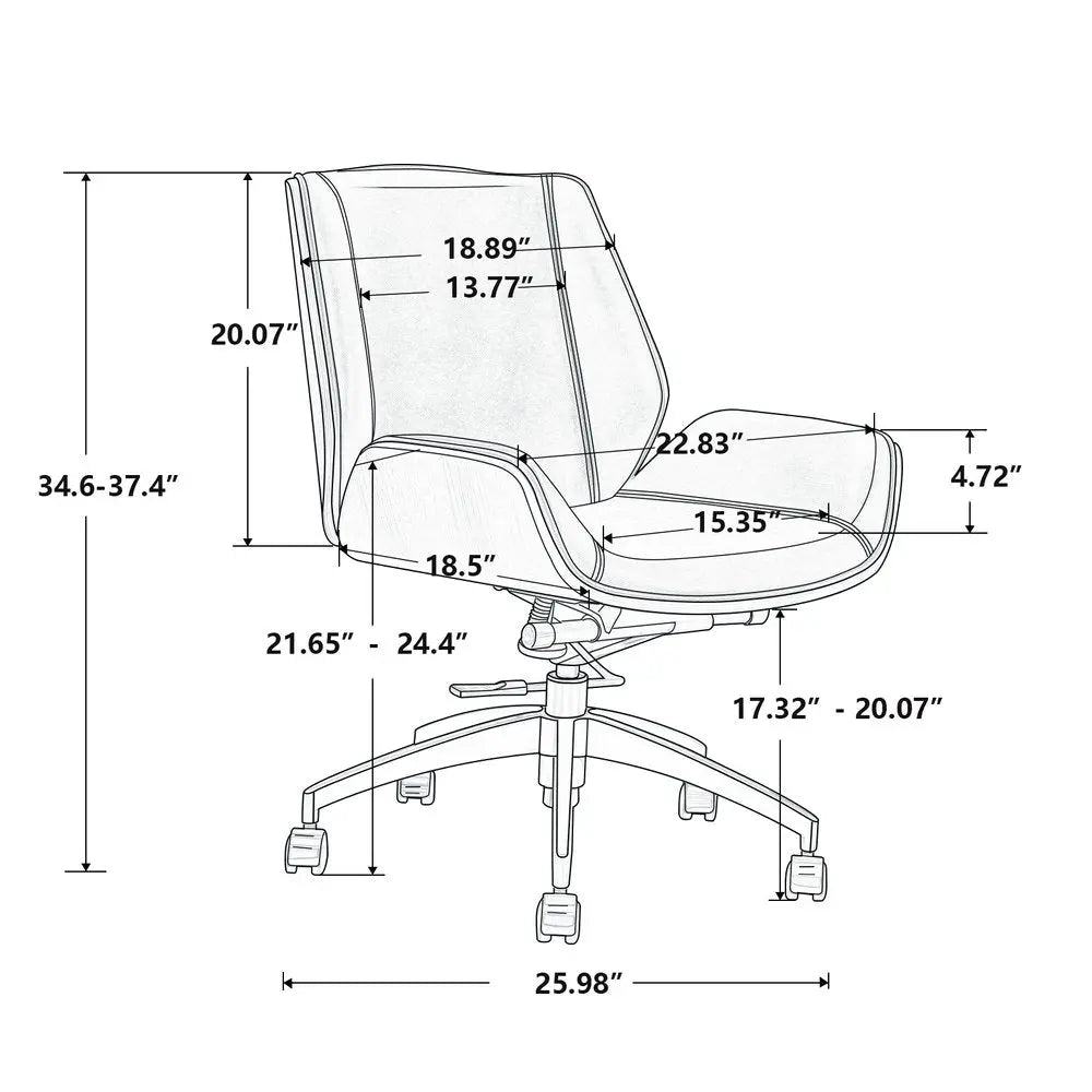 White Silver and Walnut Adjustable Height Swivel Rolling Conference Office Chair HomeRoots