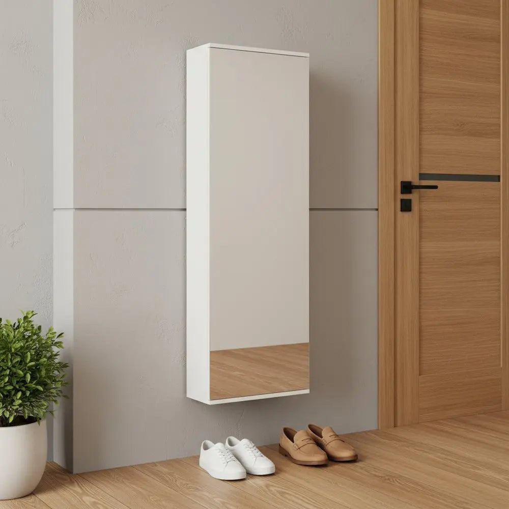 White Ten Pair Wall Mounted WoodShoe Rack - NOBLE HOME INTERIORS