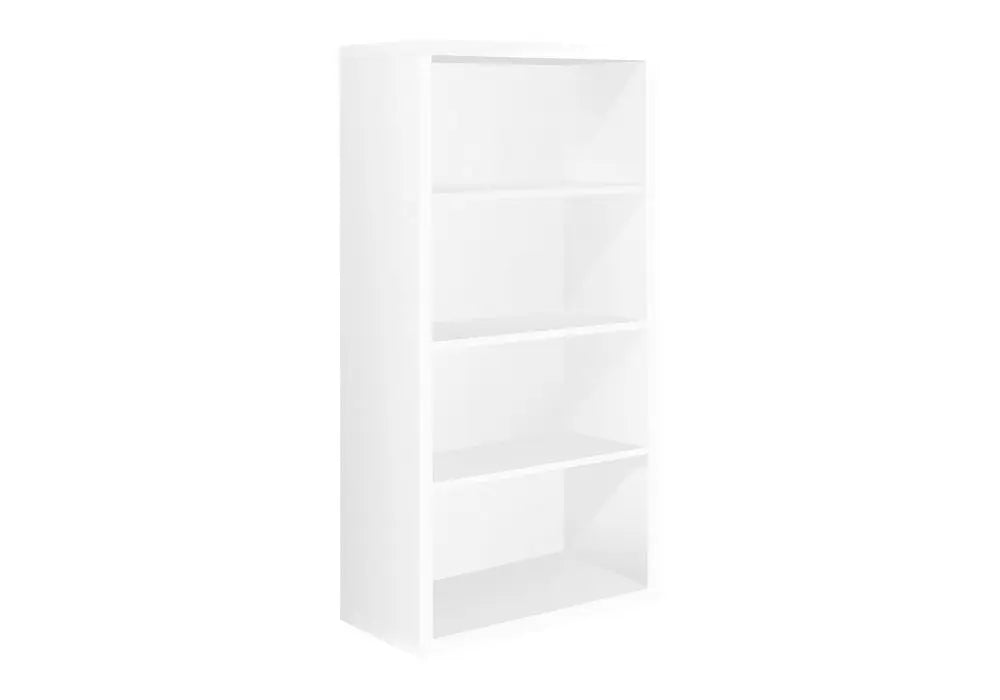 White Wood Adjustable Four Tier Bookcase - NOBLE HOME INTERIORS