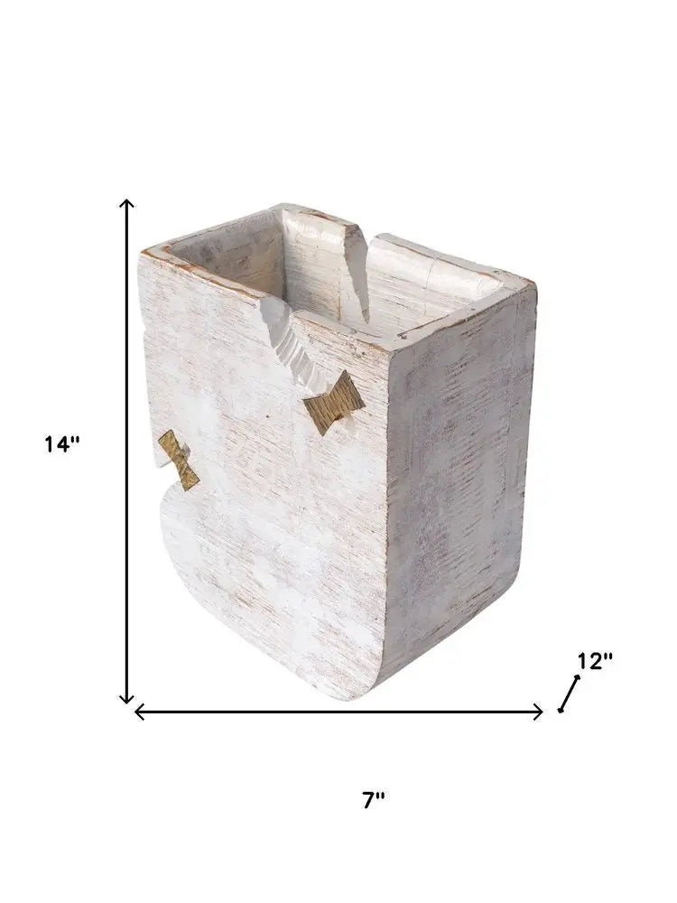 White Wood Pot Planter - NOBLE HOME INTERIORS