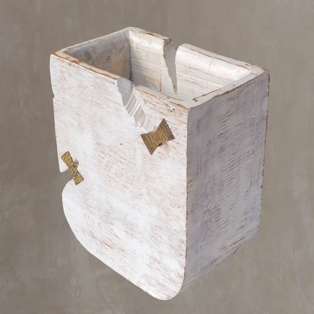 White Wood Pot Planter - NOBLE HOME INTERIORS