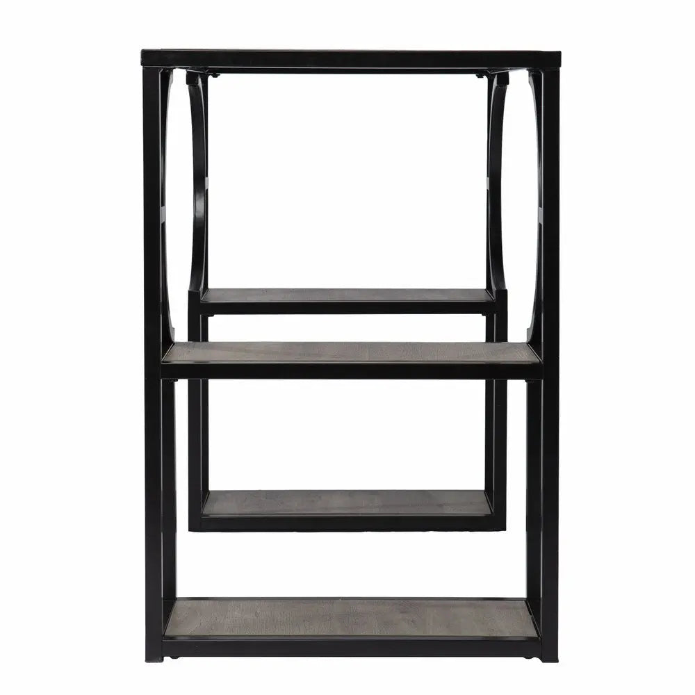 Wood and Iron Writing Desk with Storage - NOBLE HOME INTERIORS